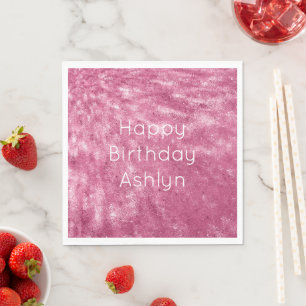 Serviette En Papier Anniversaire rose brillant