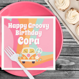 Serviette En Papier Anniversaire Rose Groovy