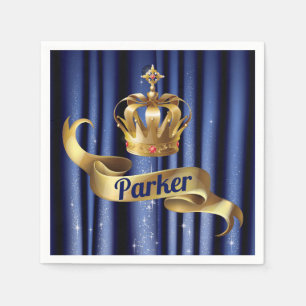 Serviette En Papier Anniversaire royal de l'or bleu