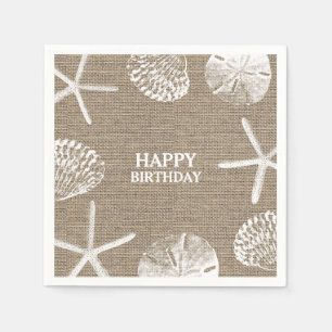 Serviette En Papier Anniversaire rustique de coquillages de thème de