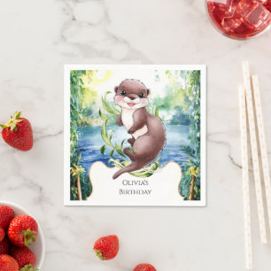 Serviette En Papier Anniversaire simple de Otter calme