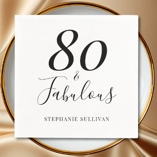 Serviette En Papier Anniversaire Stylé De Quatre-Vingts Ans Et Fabuleu