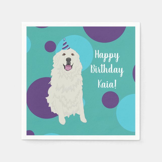 Serviette En Papier Anniversaire sur mesure Great Pyrenees (Devant)