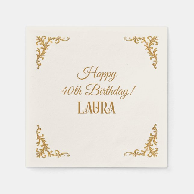 Serviette En Papier Anniversaire sur mesure Royal Gold (Devant)