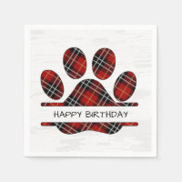 Anniversaire Tartan Plaid Empreinte de patte