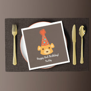 Serviette En Papier Anniversaire Teddy Bear Portant un Casquette de fê