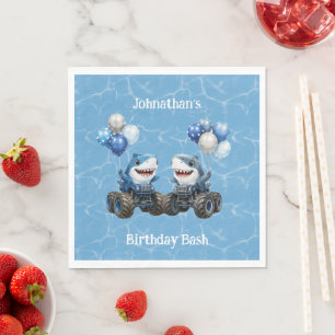 Serviette En Papier Anniversaire Thème Camion Monstre Requin