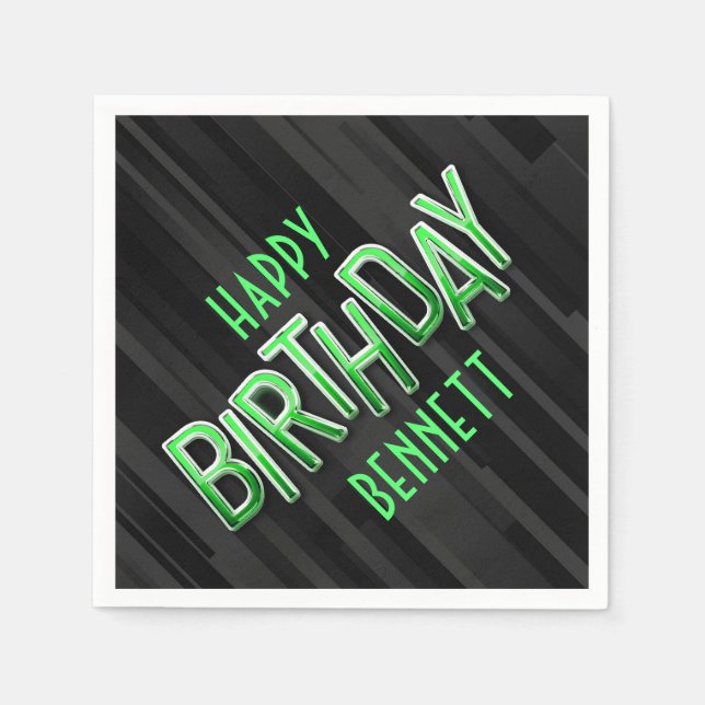 Serviette En Papier Anniversaire vert adulte moderne (Devant)