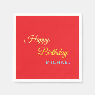 Serviette En Papier Anniversaire Votre Nom Minimaliste Moderne
