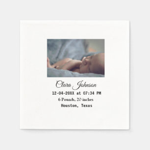 Serviette En Papier Annonces de naissance ajouter la date photo heure