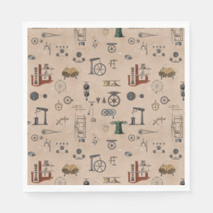 Serviette En Papier Antique Ingénierie Mécanique Motif scientifique