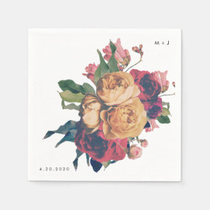 Serviette En Papier Antique Rose Botanique Pied Mariage table