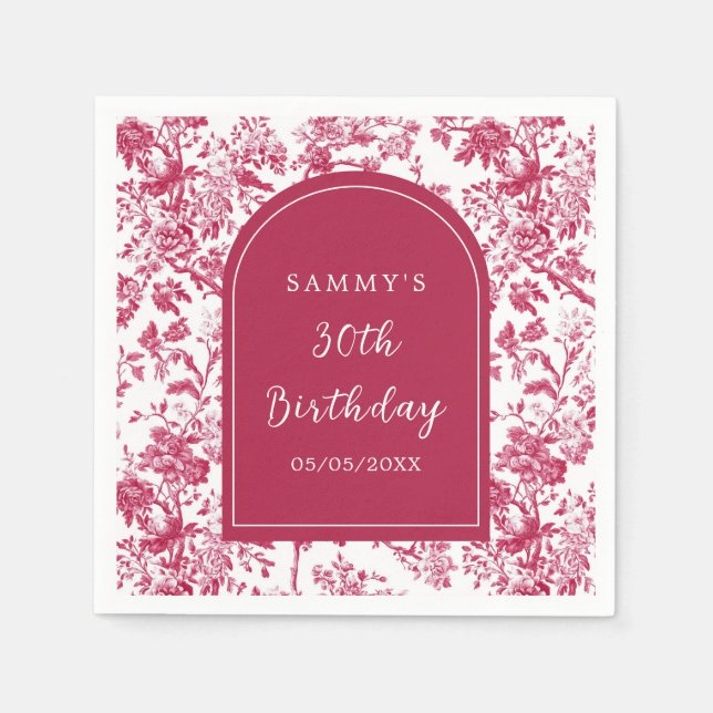 Serviette En Papier Antique rose Chinoiserie fête d'anniversaire (Devant)