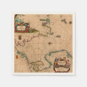 Serviette En Papier Antique vieille carte inspirée (1)