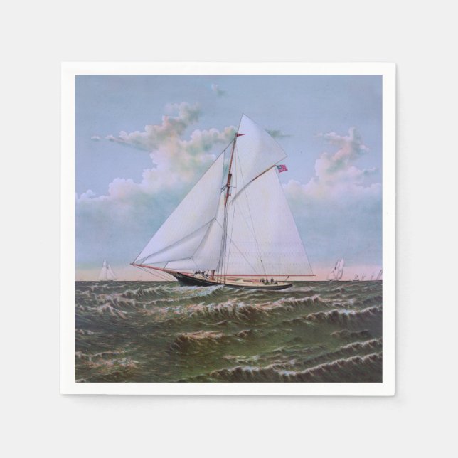 Serviette En Papier Antique voilier Slot Yacht Voilier Ocean (Devant)