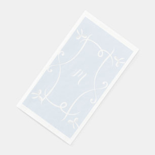 Serviette En Papier Antoinette Bleu Élégant Emblème Filigree