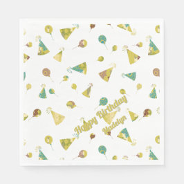 Serviette En Papier Any Age Birthday Celebration Silhouette Pattern