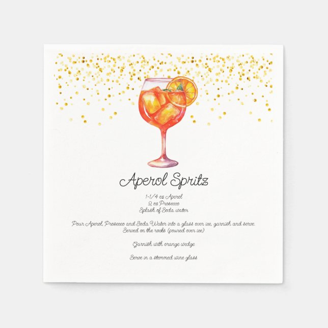 Serviette En Papier Aperol Spritz Aperol Aperol Custom Cocktail Recett (Devant)