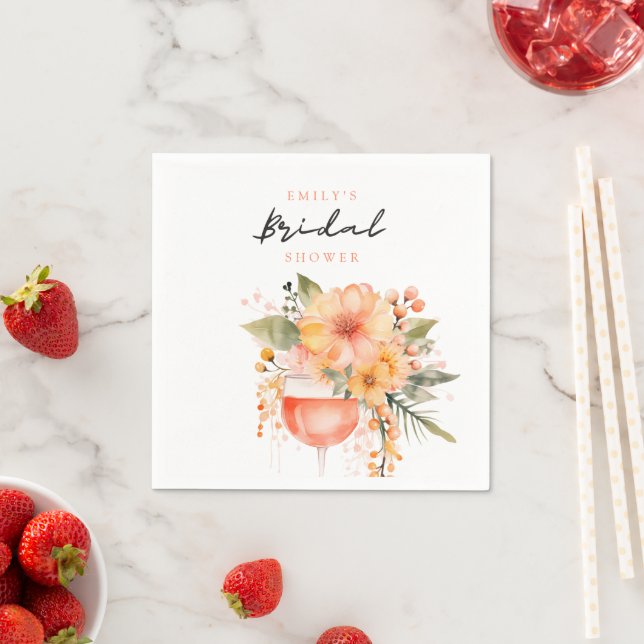 Serviette En Papier Aperol Spritz Floral Réception de Mariage (En situation)