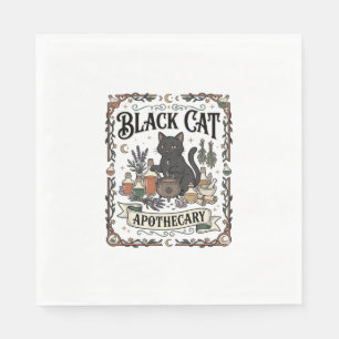 Serviette En Papier Apothicaire Chat Noir Chat Sorcière Mystique Apoth