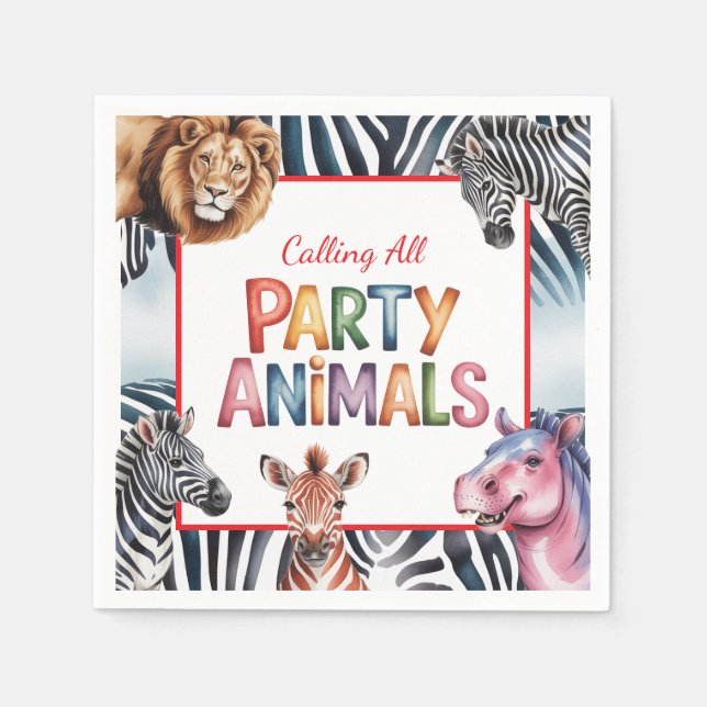 Serviette En Papier Appel à tous les animaux de fête Fête d'anniversai (Devant)