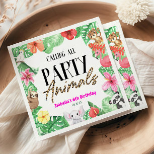 Serviette En Papier Appel à tous les animaux de fête Tropical Annivers