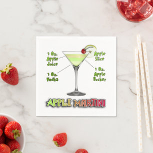 Serviette En Papier Appletini aka Apple Martini Cocktail Recette Art