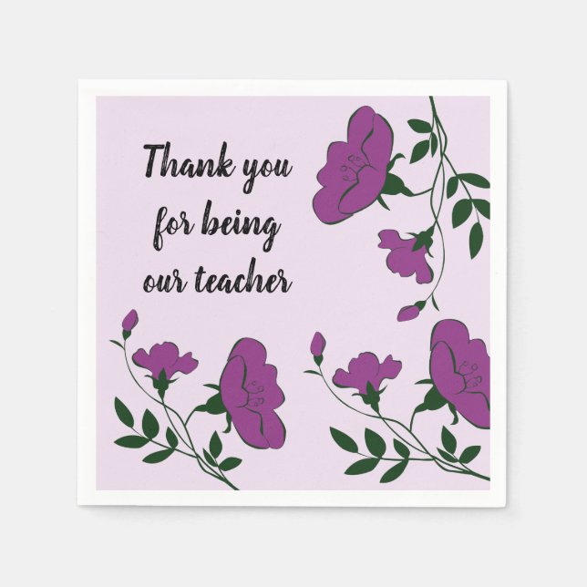 Serviette En Papier Appréciation de l'enseignant Repas Purple Floral S (Devant)