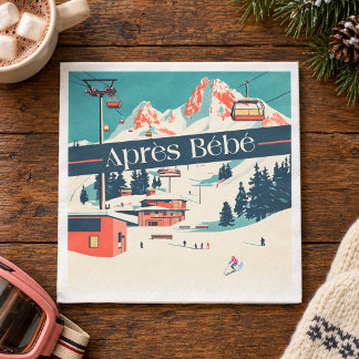 Serviette En Papier Après Bébé Rétro Ski Baby Shower