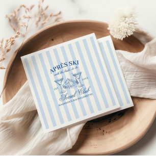 Serviette En Papier Après Ski à rayures bleues Enterrement de vie de j