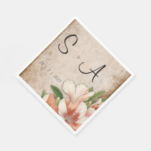 Serviette En Papier Apricot Lilies Mariage Vintage