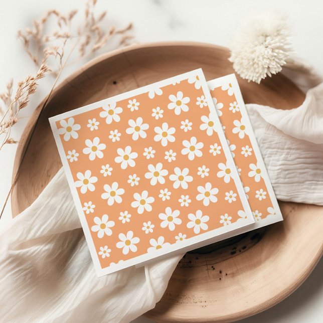 Serviette En Papier Apricot Retro Daisy super (Créateur téléchargé)