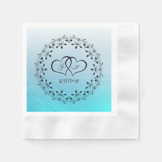 Serviette En Papier Aqua Blue Scratches Cocktail Napkin personnalisé (Devant)