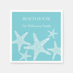 Serviette En Papier Aqua Blue Starfish Coastal Beach House Famille