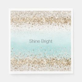 Serviette En Papier Aqua Watercolor Gold Confetti Parties scintillant