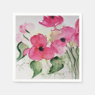 Serviette En Papier Aquarell rosa Blumen
