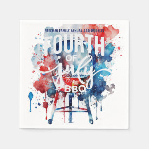 Serviette En Papier Aquarelle 4 juillet Barbecue Fête de cuisine