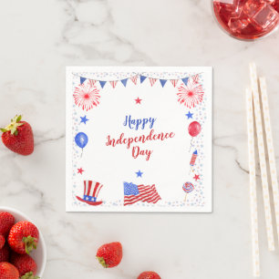 Serviette En Papier Aquarelle 4 juillet fête de l'indépendance