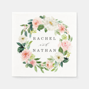 Serviette En Papier Aquarelle à fleurs blanches bleues Floral Mariage 