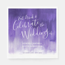 Serviette En Papier Aquarelle Abstraite art mariage violet serviettes
