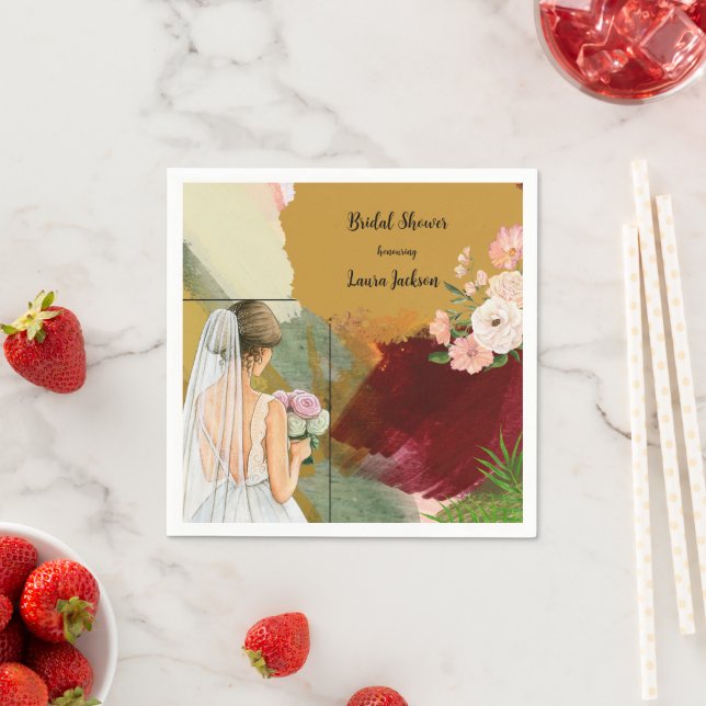 Serviette En Papier aquarelle abstraite nuptiale invitation (En situation)