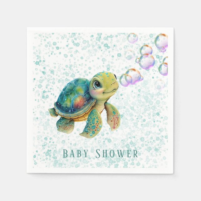 Serviette En Papier Aquarelle Adorable Tortue Baby shower (Devant)