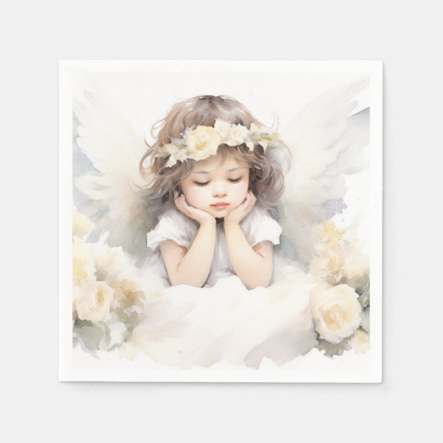 Serviette En Papier Aquarelle Angel Girl (Devant)