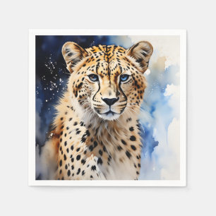 Serviette En Papier Aquarelle Animal Safari Cheetah