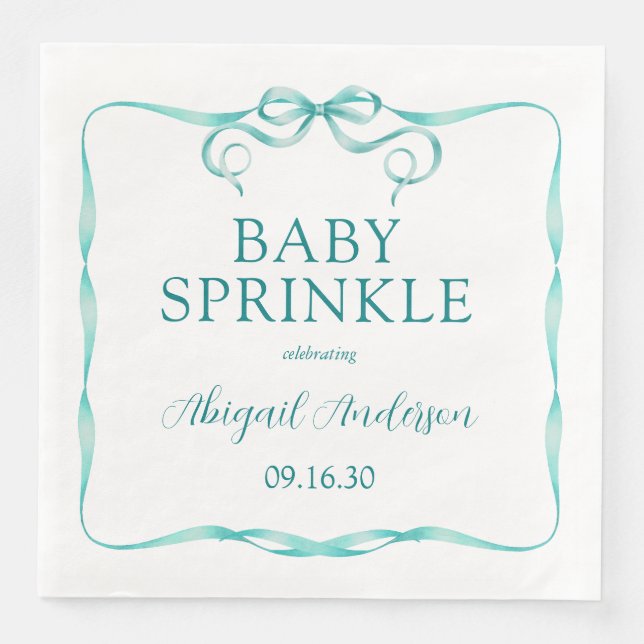 Serviette En Papier Aquarelle Aqua Ribbon Bébé Sprinkel (Devant)