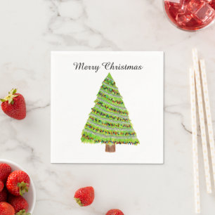 Serviette En Papier Aquarelle Arbre de Noël