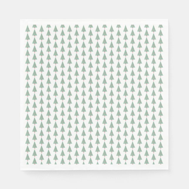 Serviette En Papier Aquarelle Arbre de Noël Motif Joyeux Joyeux Amusem (Devant)