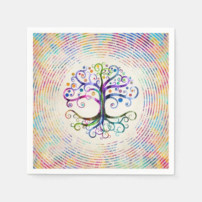 Serviette En Papier Aquarelle Arbre de vie (Devant)