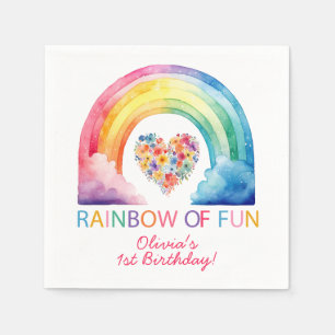 Serviette En Papier Aquarelle Arc-En-Ciel De Fun Anniversaire Fête