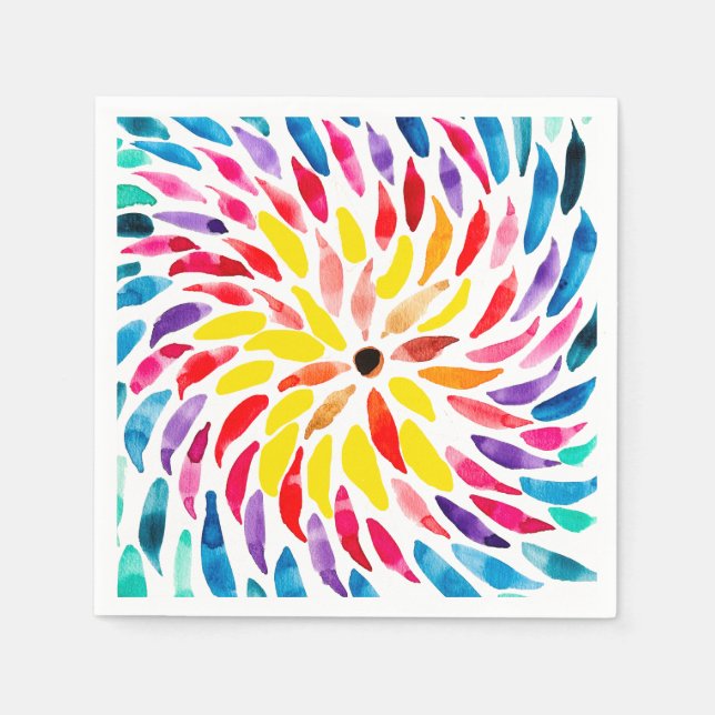 Serviette En Papier Aquarelle arc-en-ciel spirale abstraite (Devant)
